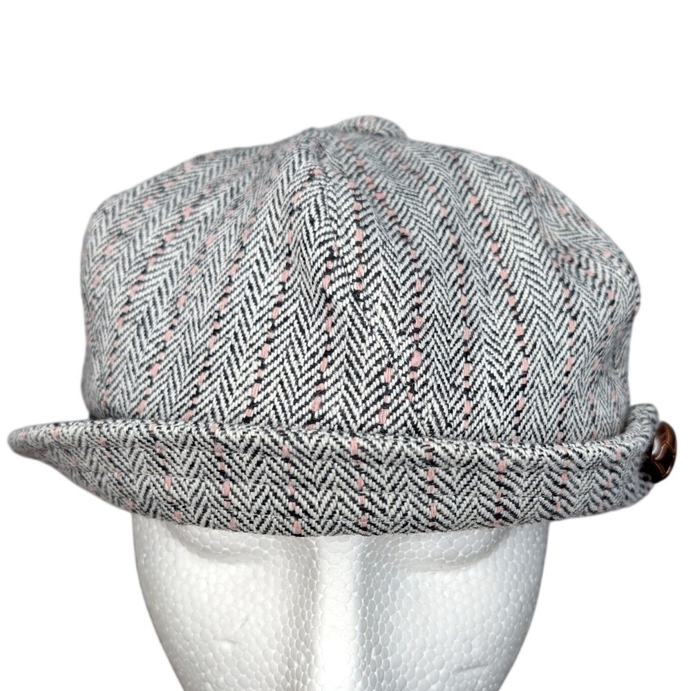 Y2K Vintage‎ Delux Herringbone Grey 56cm newsboy baker boy Gatsby cap hat